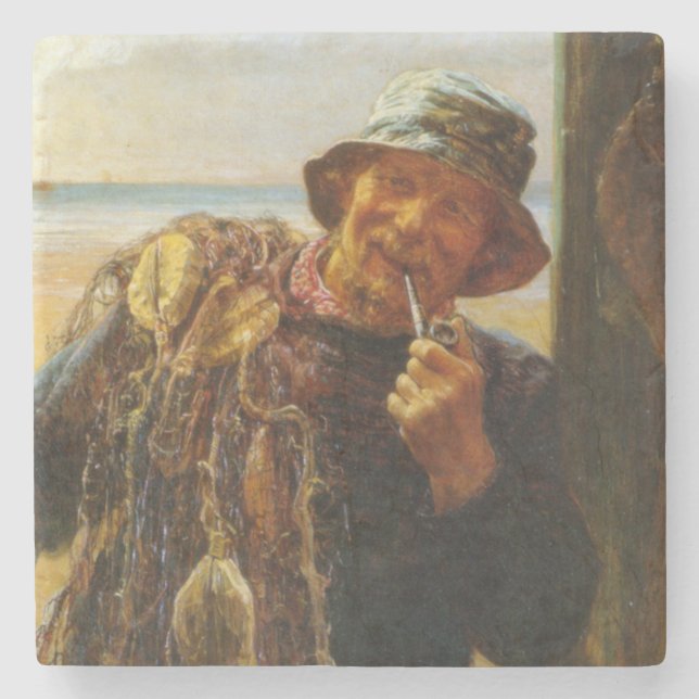 Dessous-de-verre En Pierre Pêcheur joyeux (par Frederick Morgan) (Devant)