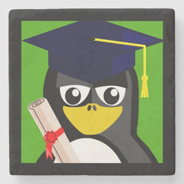 DESSOUS-DE-VERRE EN PIERRE PÉGUIN DE DIPLÔME (Devant)