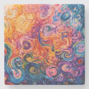 Dessous-de-verre En Pierre Peinture à l'huile de tourbillons psychédélique