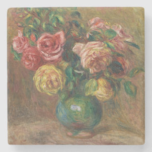 Dessous-de-verre En Pierre Peinture à l'huile florale française vintage de Re