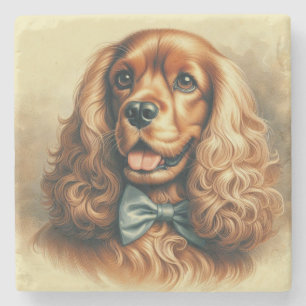Dessous-de-verre En Pierre Peinture à l'huile vintage de Cocker Spaniel