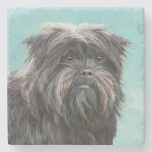 Dessous-de-verre En Pierre Peinture Affenpinscher - Joli art original chien