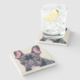 Dessous-de-verre En Pierre Peinture aquarelle d'animal de compagnie Bouledogu