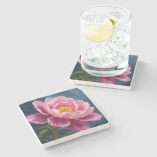 Dessous-de-verre En Pierre Peinture aquarelle florale Fleur Rose