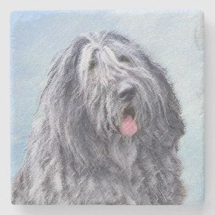 Dessous-de-verre En Pierre Peinture Bergamasco Sheepdog - Chien original mign