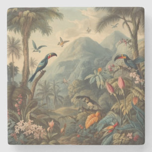 Dessous-de-verre En Pierre Peinture botanique tropicale de jungle vintage tou