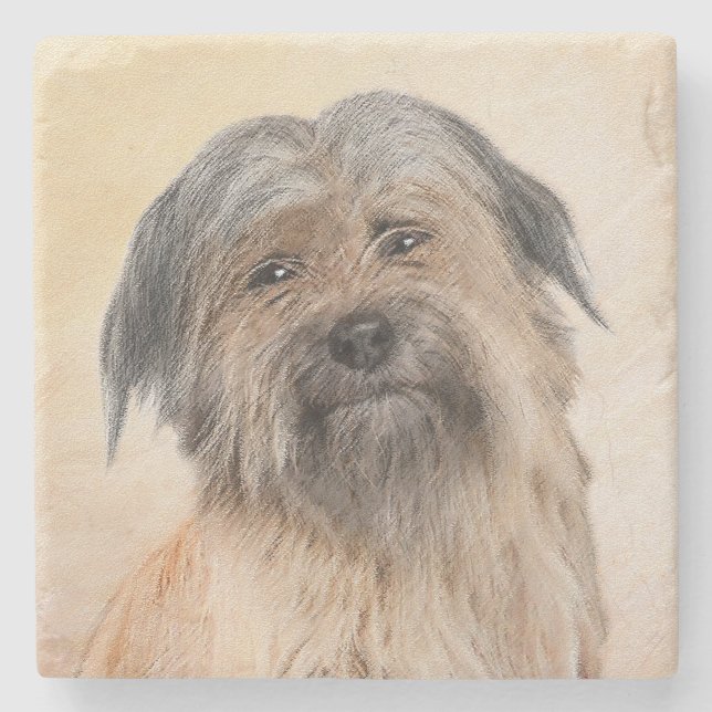 Dessous-de-verre En Pierre Peinture de berger pyrénéenne - Cute Original Chie (Devant)
