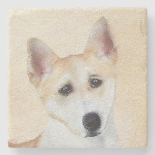 Dessous-de-verre En Pierre Peinture de chien de Canaan - jolie art original d