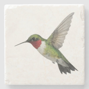 Dessous-de-verre En Pierre Peinture de colibri à gorge rubis