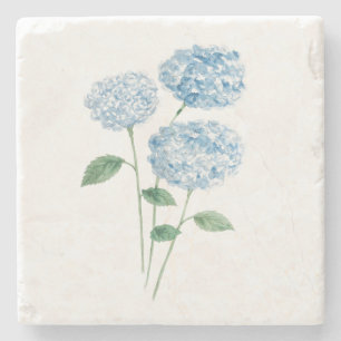 Dessous-de-verre En Pierre Peinture de Fleur d'Hortensia Bleu