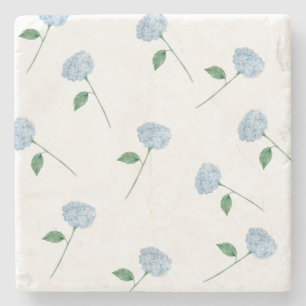 Dessous-de-verre En Pierre Peinture de Fleur d'Hortensia Bleu Pierre à Rayure