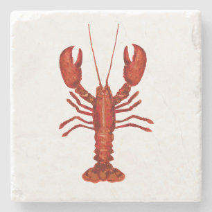 Dessous-de-verre En Pierre Peinture de homard sur le littoral nautique