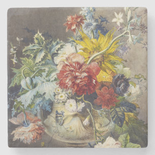 Dessous-de-verre En Pierre Peinture de jardin botanique floral élégant vintag