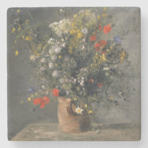 Dessous-de-verre En Pierre Peinture de Pierre Auguste Renoir, fleurs dans un