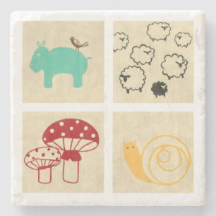 Dessous-de-verre En Pierre Peinture de quatre blocs de bois pour enfants