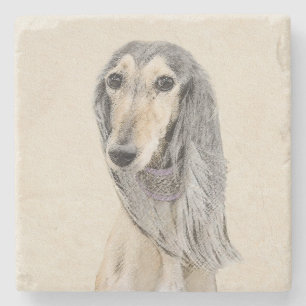 Dessous-de-verre En Pierre Peinture de Saluki (Faune) - Cute Original Chien A