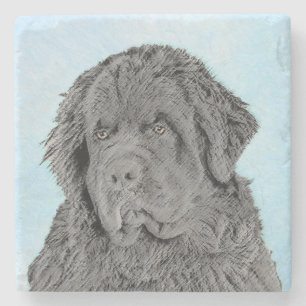 Dessous-de-verre En Pierre Peinture de Terre-Neuve - Cute Original Chien Art