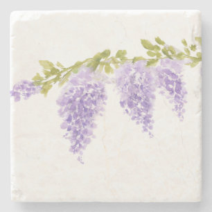 Dessous-de-verre En Pierre Peinture de vigne de fleur de glycine violette
