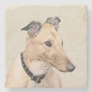 Dessous-de-verre En Pierre Peinture Greyhound - Cute Original Chien Art