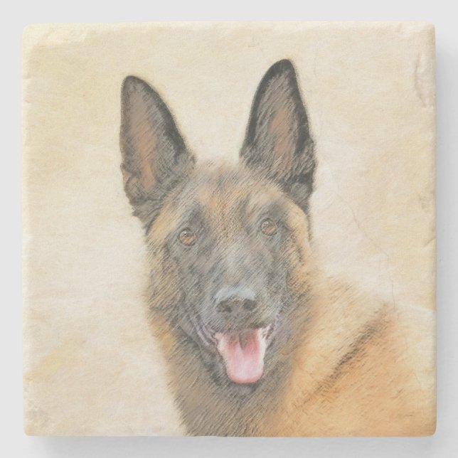 Dessous-de-verre En Pierre Peinture Malinoise belge - Cute Original Chien Art (Devant)