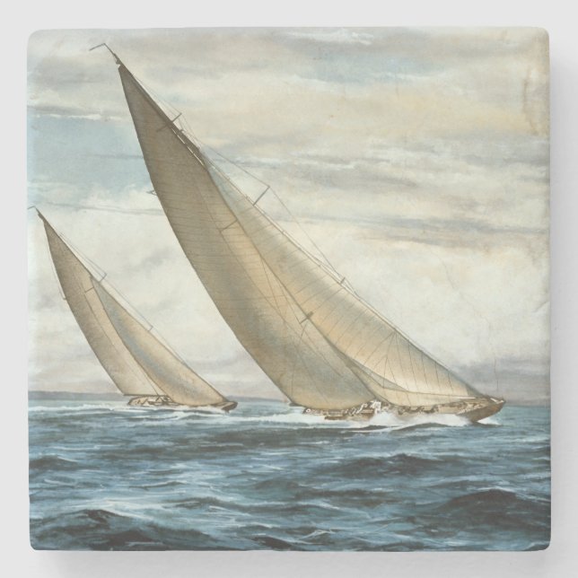 Dessous-de-verre En Pierre Peinture nautique classique  (Devant)