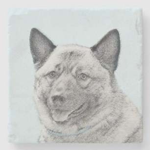Dessous-de-verre En Pierre Peinture norvégienne Elkhound - Art original Chien
