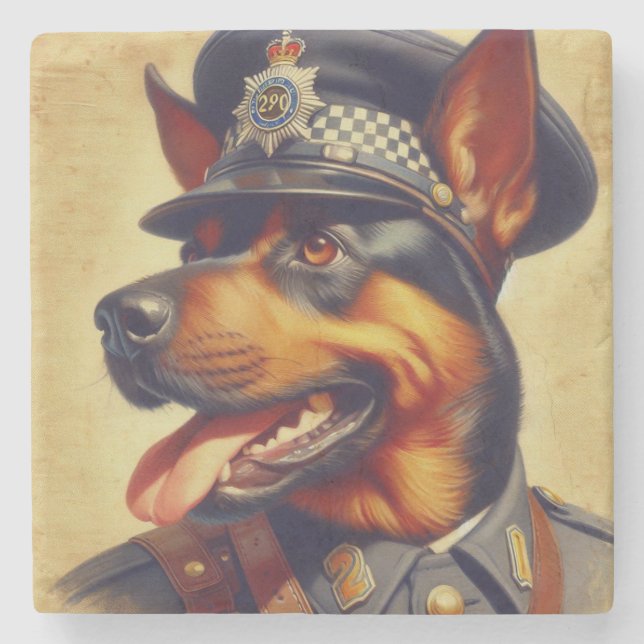Dessous-de-verre En Pierre Peinture par Rottweiler rétro (Devant)