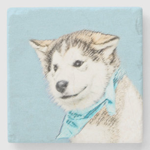 Dessous-de-verre En Pierre Peinture Sibérienne Husky Puppy - Art Chien origin