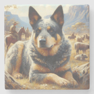 Dessous-de-verre En Pierre Peinture vintage australienne de chien de bétail