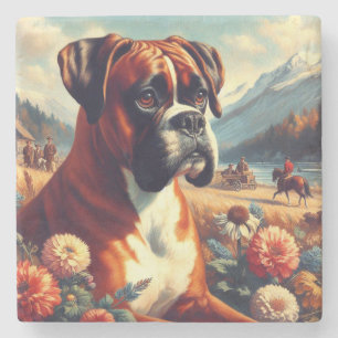 Dessous-de-verre En Pierre Peinture vintage de chien de boîte