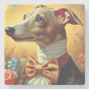 Dessous-de-verre En Pierre Peinture vintage italienne Greyhound Dog