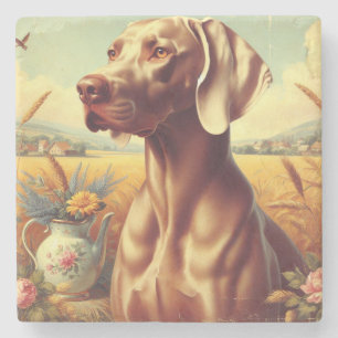 Dessous-de-verre En Pierre Peinture Weimaraner vintage
