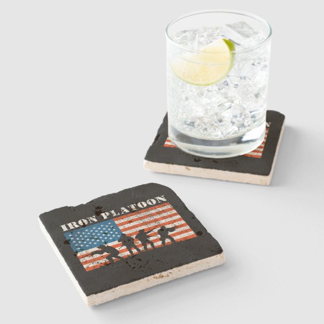 Dessous-de-verre En Pierre Peloton de Fer (Côté)