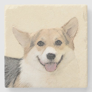 Dessous-de-verre En Pierre Pembroke Welsh Corgi Peinture - Art Chien original