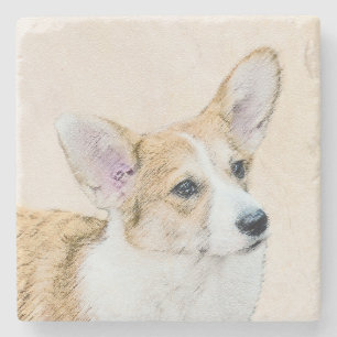Dessous-de-verre En Pierre Pembroke Welsh Corgi Peinture - Art Chien original
