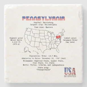 Dessous-de-verre En Pierre Pennsylvanie États américains sur la carte et les 