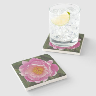 DESSOUS-DE-VERRE EN PIERRE PEONY ROSE (PEONY LIEBCHEN)
