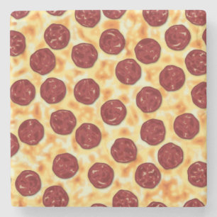 Dessous-de-verre En Pierre Pepperoni Pizza Motif