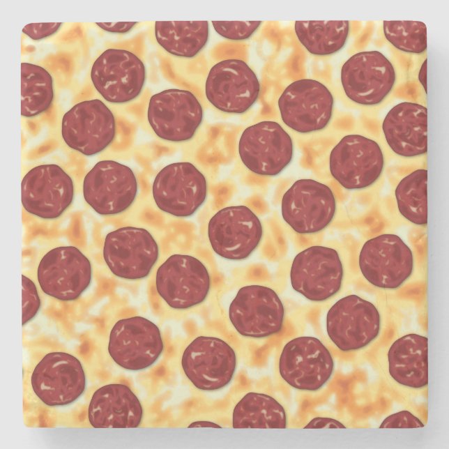 Dessous-de-verre En Pierre Pepperoni Pizza Motif (Devant)