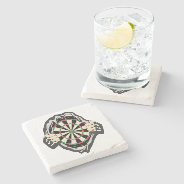 Dessous-de-verre En Pierre Percée vers le Bullseye - Ultimate Dartboard (Côté)