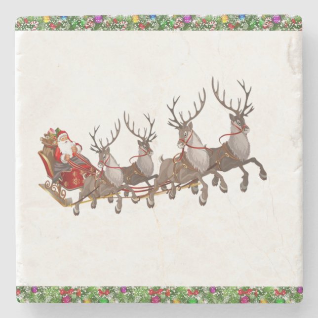 Dessous-de-verre En Pierre Père Noël Marble Pierre Dessous de verre Noël (Devant)