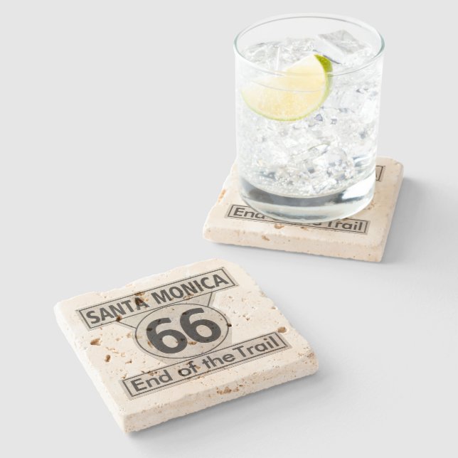 Dessous-de-verre En Pierre père Noël Monica Fin de la Route 66 (Côté)