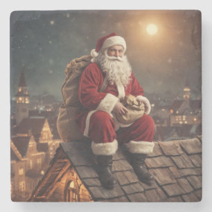 Dessous-de-verre En Pierre Père Noël sur le toit