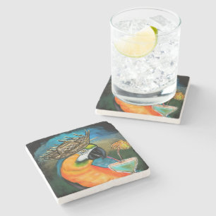 Dessous-de-verre En Pierre Perroquets de Fête