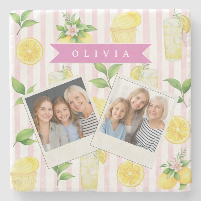 Dessous-de-verre En Pierre Personalized Blue Folk Floral Nordic Custom (Devant)