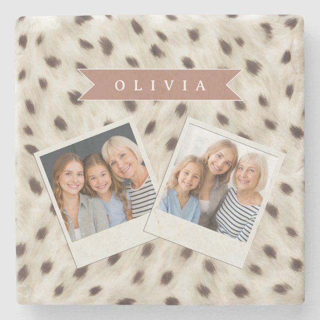 Dessous-de-verre En Pierre Personalized Chic Neutral Leopard Animal Print (Devant)
