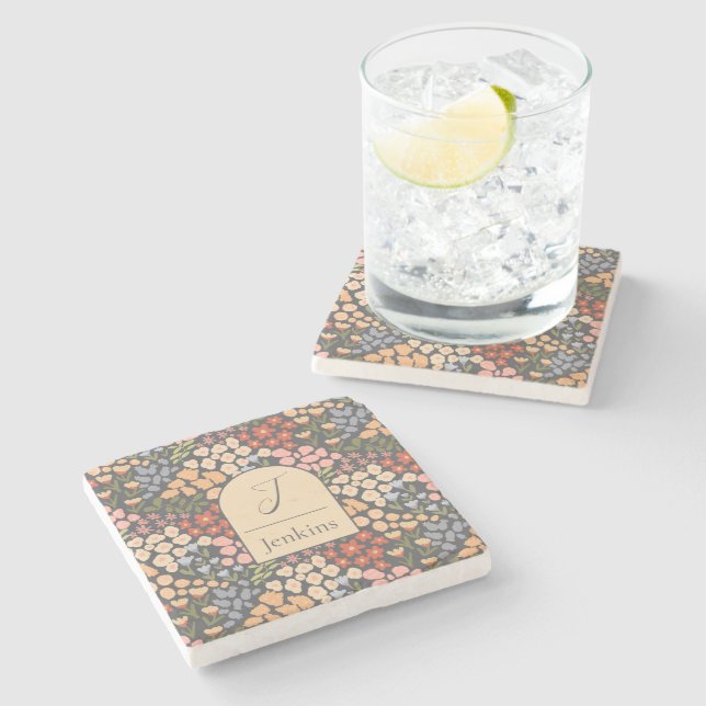 Dessous-de-verre En Pierre Personalized Coaster Set – Custom Name & Initial (Côté)