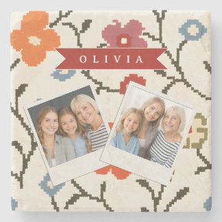 Dessous-de-verre En Pierre Personalized Folk Scandi Boho Vintage Floral 