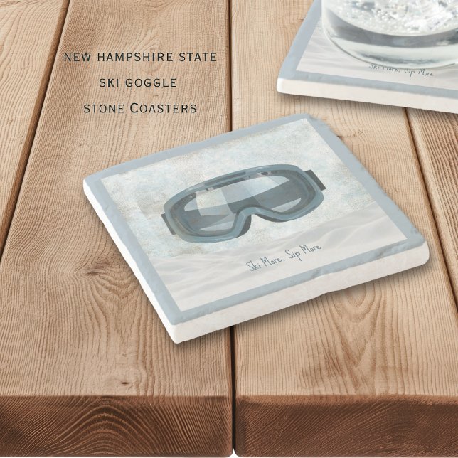 Dessous-de-verre En Pierre Personalized New Hampshire Ski Stone Coaster (New Hampshire ski goggle personalized coasters)