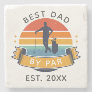 Dessous-de-verre En Pierre Personnalisé Meilleur Papa Par Par Par Golfing Pèr
